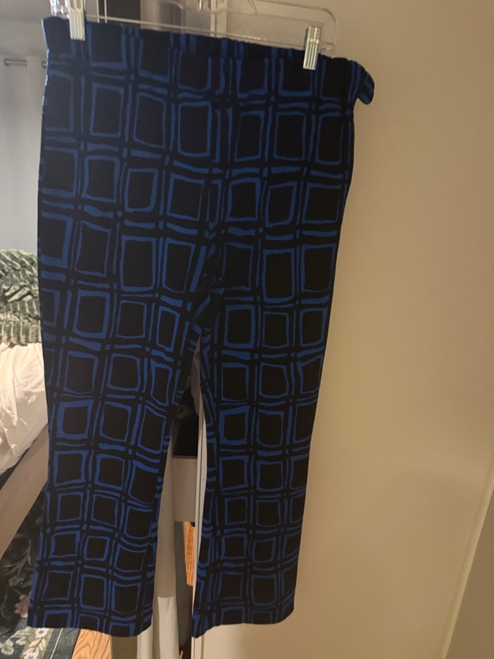Marni Black and Blue Geometric Boot Cut Pants